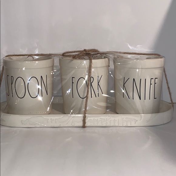 Rae Dunn Other - Rae Dunn SPOON FORK KNIFE Utensil set Caddy